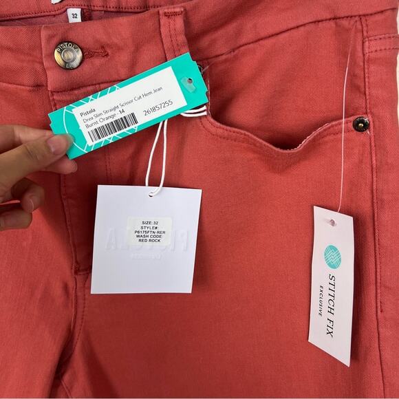 NEW Pistola Drea Slim Straight High-Waist Cropped Jeans 32 Red Rock - Picture 4 of 6